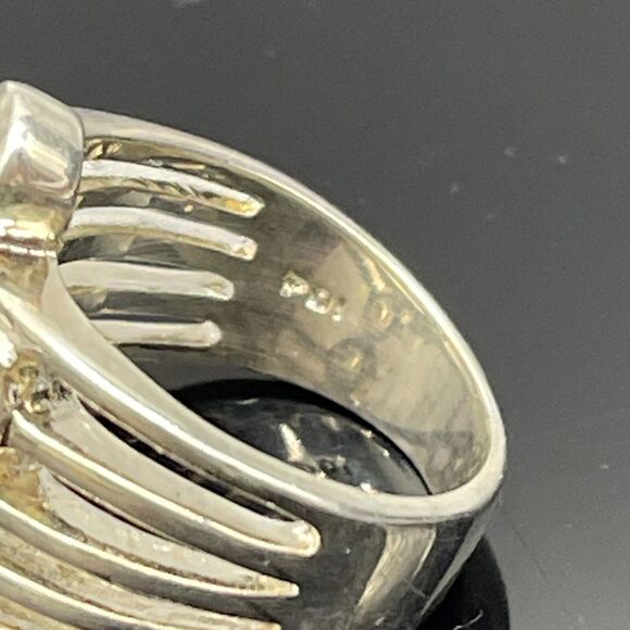 Premier Designs Inc. Cubic Zirconia Ridgeway Ring Silver Tone Wide Size 7 - Picture 3 of 5